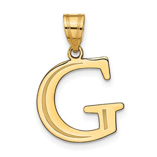 10K Yellow Gold Polished Etched Letter G Initial Pendant