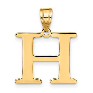 10K Yellow Gold Polished Etched Letter H Initial Pendant