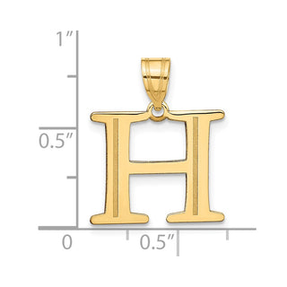 10K Yellow Gold Polished Etched Letter H Initial Pendant