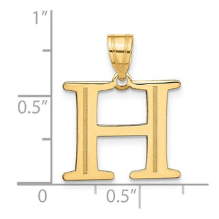10K Yellow Gold Polished Etched Letter H Initial Pendant