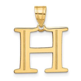 10K Yellow Gold Polished Etched Letter H Initial Pendant