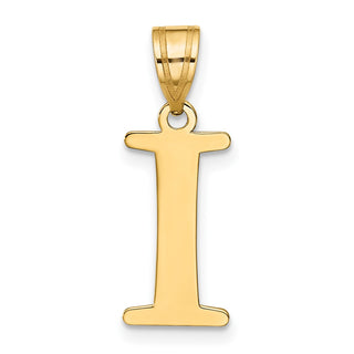 10K Yellow Gold Polished Etched Letter I Initial Pendant