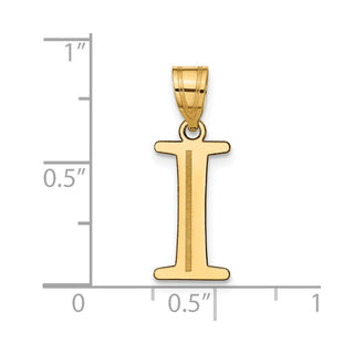 10K Yellow Gold Polished Etched Letter I Initial Pendant