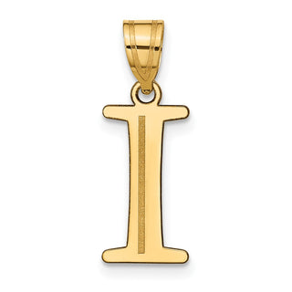 10K Yellow Gold Polished Etched Letter I Initial Pendant