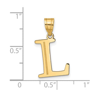 10K Yellow Gold Polished Etched Letter L Initial Pendant