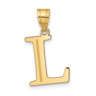 10K Yellow Gold Polished Etched Letter L Initial Pendant
