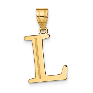 10K Yellow Gold Polished Etched Letter L Initial Pendant