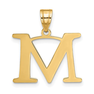 10K Yellow Gold Polished Etched Letter M Initial Pendant
