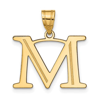 10K Yellow Gold Polished Etched Letter M Initial Pendant