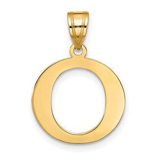10K Yellow Gold Polished Etched Letter O Initial Pendant