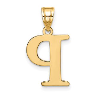 10K Yellow Gold Polished Etched Letter P Initial Pendant