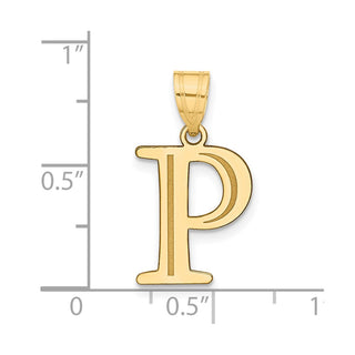 10K Yellow Gold Polished Etched Letter P Initial Pendant