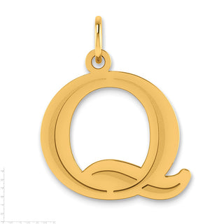 10K Yellow Gold Polished Etched Letter Q Initial Pendant