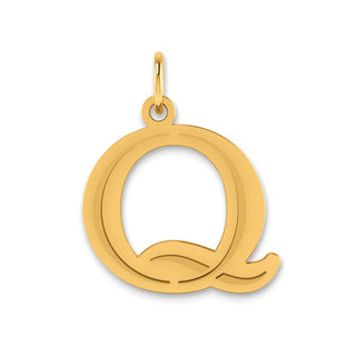 10K Yellow Gold Polished Etched Letter Q Initial Pendant