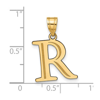 10K Yellow Gold Polished Etched Letter R Initial Pendant