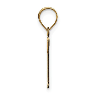10K Yellow Gold Polished Etched Letter T Initial Pendant