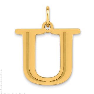 10K Yellow Gold Polished Etched Letter U Initial Pendant