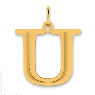 10K Yellow Gold Polished Etched Letter U Initial Pendant