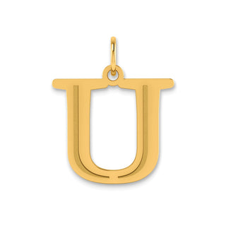10K Yellow Gold Polished Etched Letter U Initial Pendant
