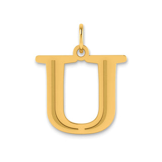 10K Yellow Gold Polished Etched Letter U Initial Pendant