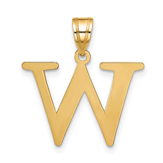 10K Yellow Gold Polished Etched Letter W Initial Pendant