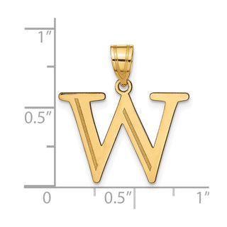 10K Yellow Gold Polished Etched Letter W Initial Pendant