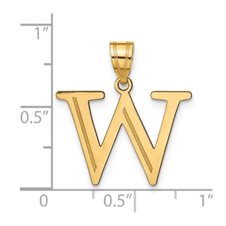 10K Yellow Gold Polished Etched Letter W Initial Pendant