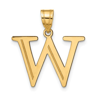 10K Yellow Gold Polished Etched Letter W Initial Pendant