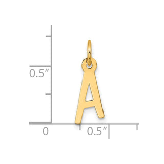 10K Yellow Gold Large Slanted Block Initial A Charm