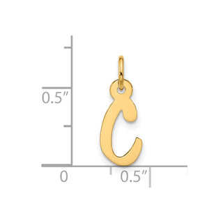 10K Yellow Gold Large Slanted Block Initial C Charm
