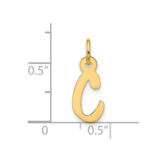 10K Yellow Gold Large Slanted Block Initial C Charm