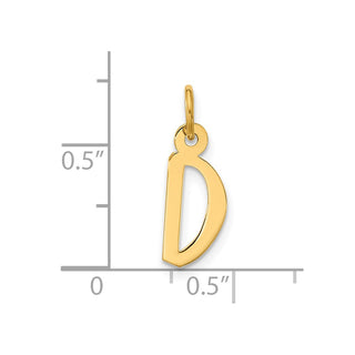 10K Yellow Gold Large Slanted Block Initial D Charm