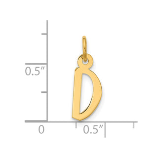 10K Yellow Gold Large Slanted Block Initial D Charm