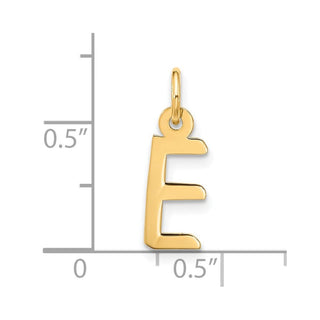 10K Yellow Gold Large Slanted Block Initial E Charm