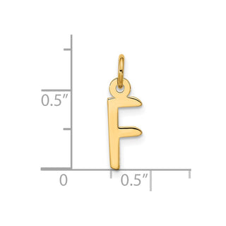 10K Yellow Gold Large Slanted Block Initial F Charm