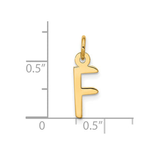 10K Yellow Gold Large Slanted Block Initial F Charm