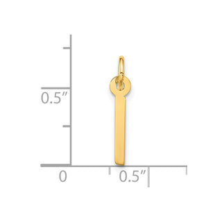 10K Yellow Gold Large Slanted Block Initial I Charm
