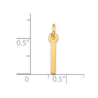10K Yellow Gold Large Slanted Block Initial I Charm