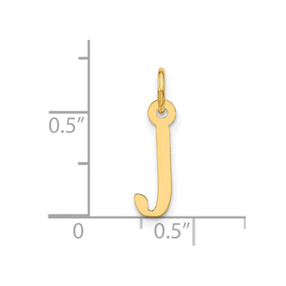 10K Yellow Gold Large Slanted Block Initial J Charm
