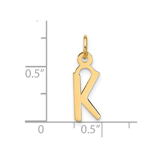 10K Yellow Gold Large Slanted Block Initial K Charm
