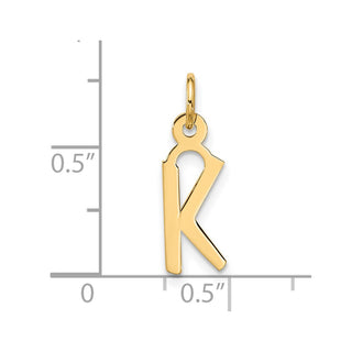 10K Yellow Gold Large Slanted Block Initial K Charm