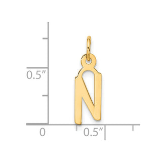 10K Yellow Gold Large Slanted Block Initial N Charm