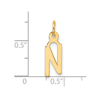 10K Yellow Gold Large Slanted Block Initial N Charm