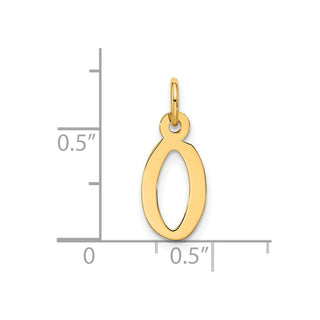 10K Yellow Gold Large Slanted Block Initial O Charm