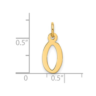 10K Yellow Gold Large Slanted Block Initial O Charm
