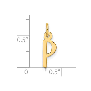 10K Yellow Gold Large Slanted Block Initial P Charm