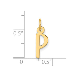 10K Yellow Gold Large Slanted Block Initial P Charm