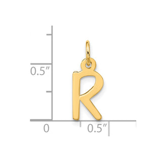 10K Yellow Gold Large Slanted Block Initial R Charm