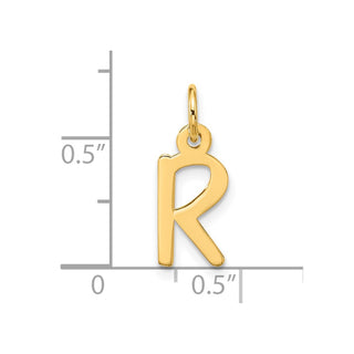 10K Yellow Gold Large Slanted Block Initial R Charm