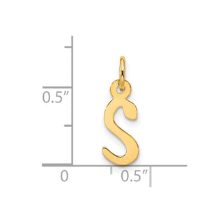 10K Yellow Gold Large Slanted Block Initial S Charm